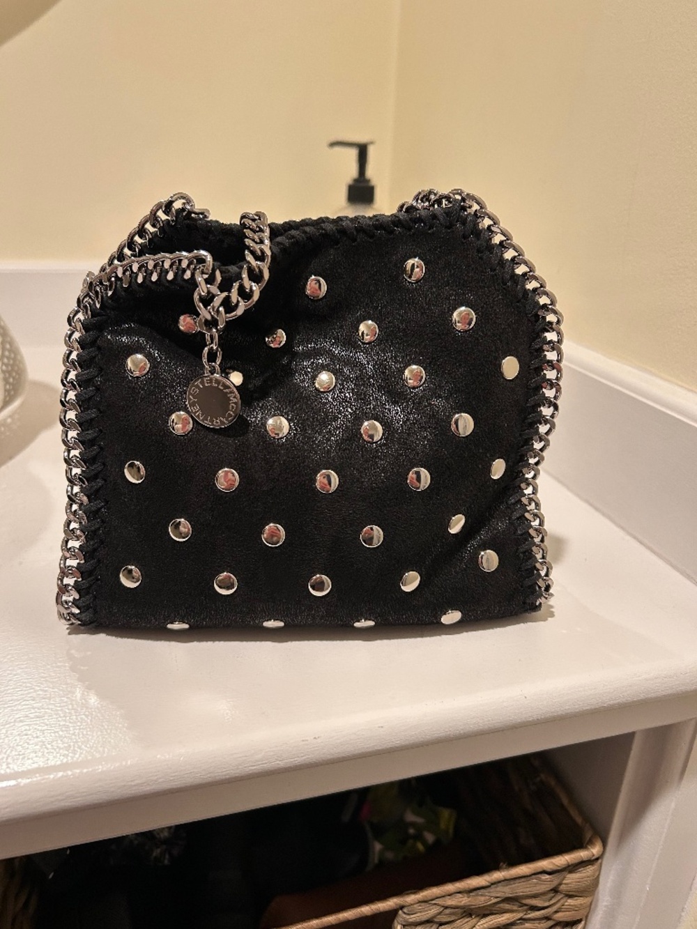 Stella McCartney Black Studded Tiny Falabella Bag
